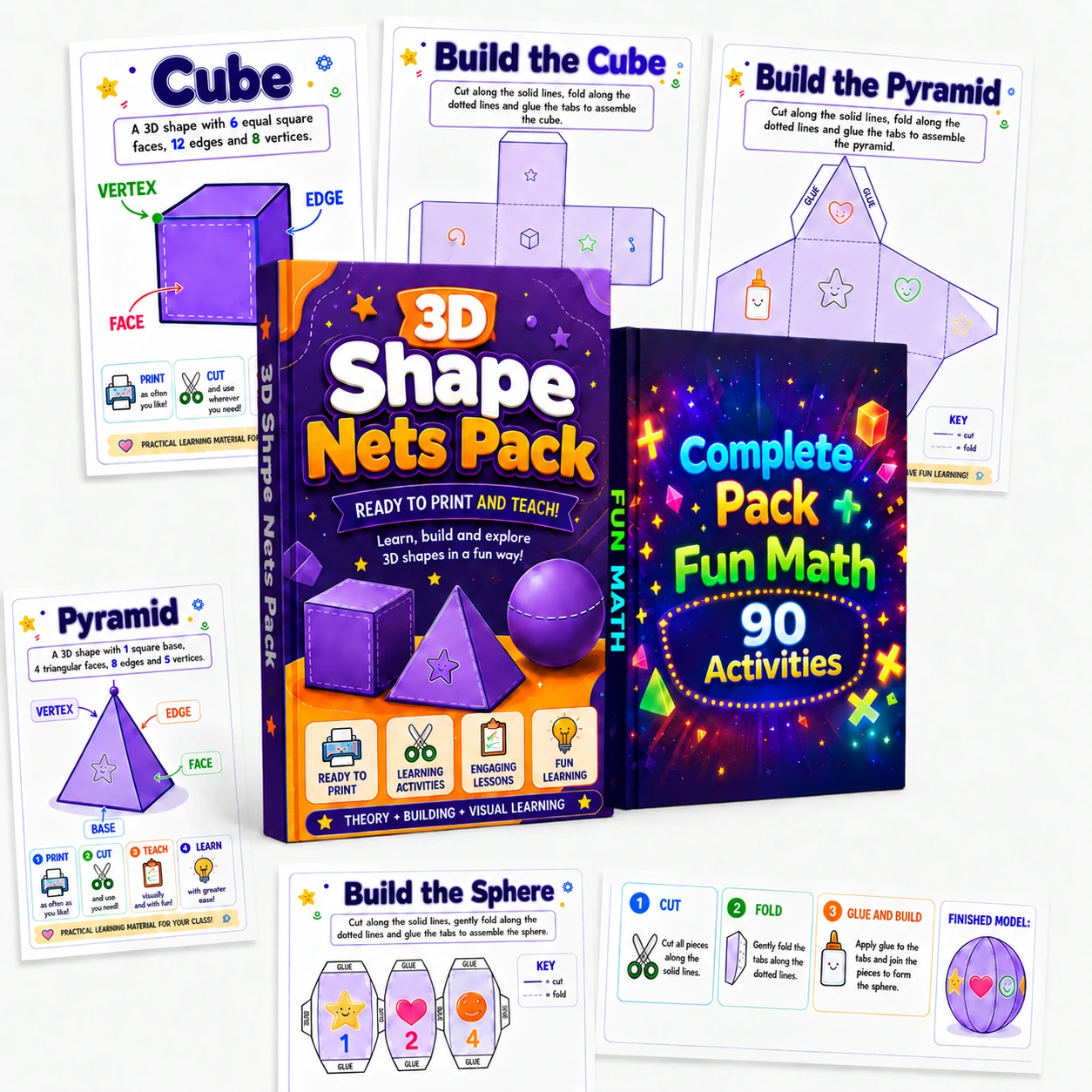 3D Shape Nets Pack with 90 extra activities