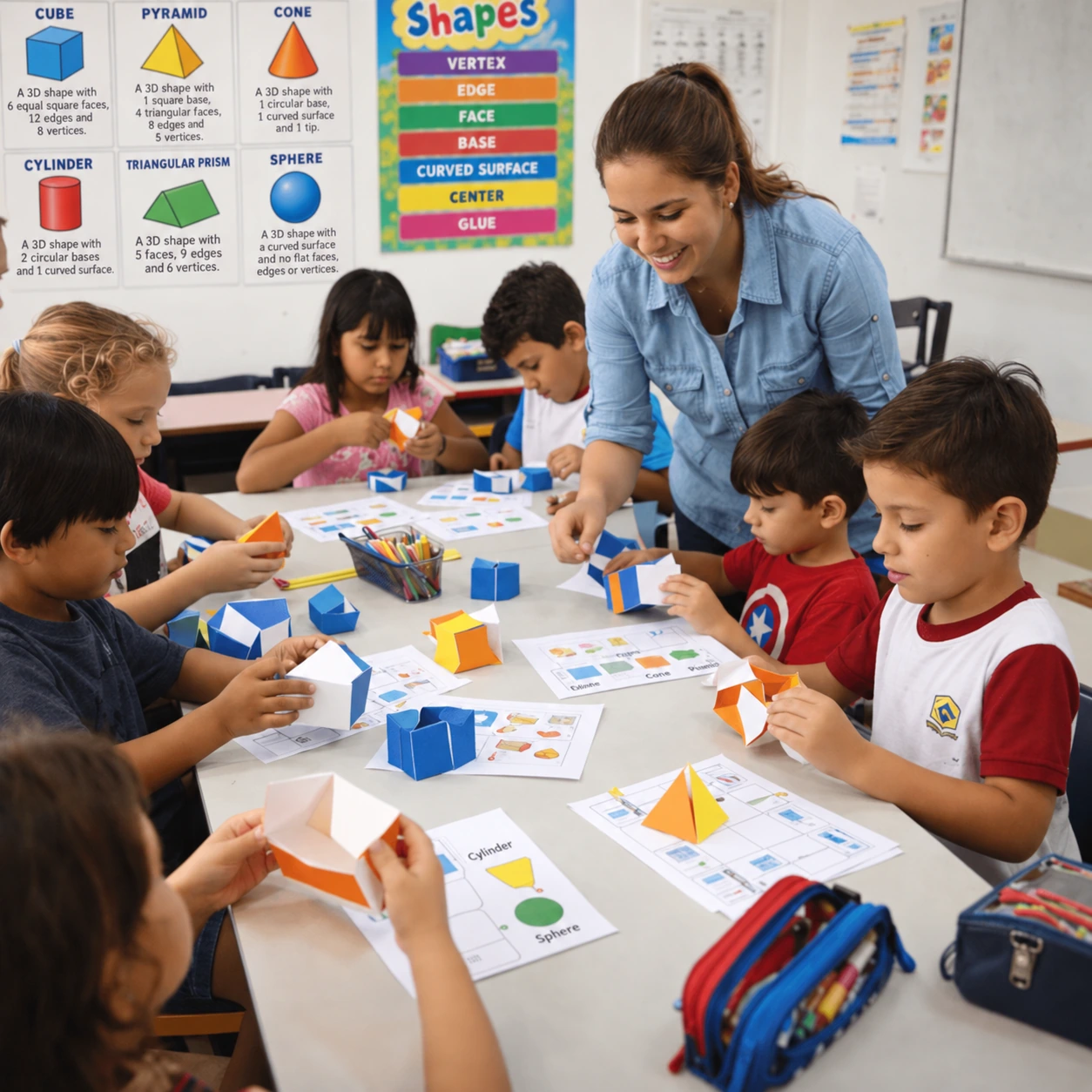 Children using the material in class